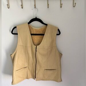 Western Pellacci Vintage Genuine New Zealand Lamb Shearling Leather Vest L